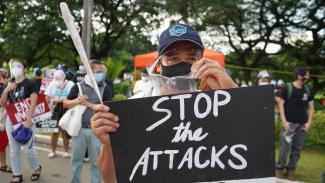 Upset about extrajudicial executions: protester at an anti-Duterte rally in Manila in September 2020.