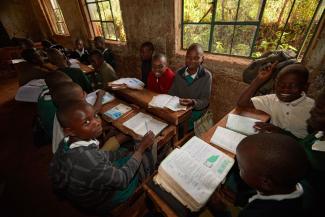 Overcrowded state-run primary school in Kisumu.