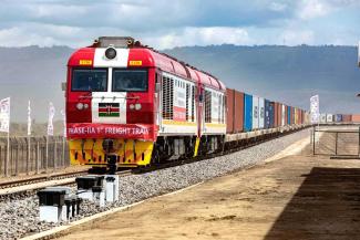 Inaugural freight train on Nairobi-Naivasha line in 2019: Kenyan transport links are excellent by African standards.