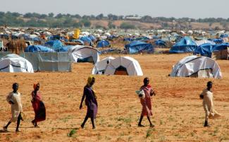 Civil war crimes often go unpunished: a refugee camp in North Darfur.