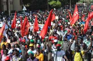 Demonstration in Ouagadougou on  29 October 2014 against the constitutional amendment proposed by President Compaoré, who wanted to extend his time in office.