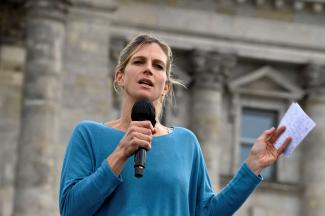 Wissenschaftlerin Maja Göpel beim globalen Klimastreik von „Fridays for Future“ im September 2021 in Berlin.