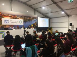 Indigenous participants from Brazil attending workshop at UN climate summit in Katowice late last year.