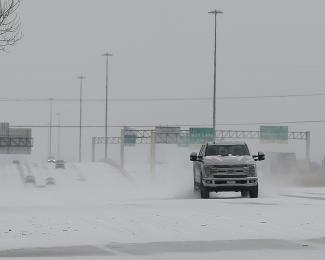 Climate impacts are getting worse: blizzard-hit highway near the Gulf of Mexico.