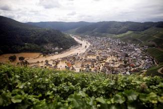 The village of Dernau in the Ahr Valley in Germany was almost completely flooded in July 2021.