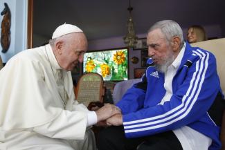 Religion is a source of non-governmental influence: Pope Francis meets Fidel Castro.