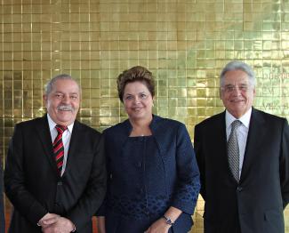 Präsidentin Dilma Rousseff (Mitte) mit ihren Vorgängern Lula da Silva (links) und Fernando Cardoso im Jahr 2012.