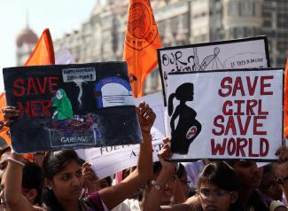 Students rally against female foeticide in Mumbai in 2012.