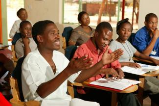 Students during a lecture, Woodpecker Seminar, Francistown, Botswana.