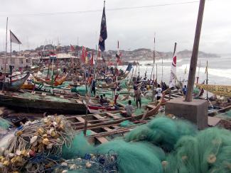 Fishing port at the Fosu Lagoon.