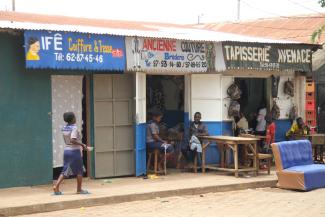 Young Beninese are usually poorly prepared for the labour market. Barber, tailor and upholsterer in Ouidah.
