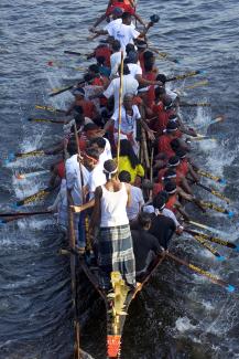 Moving forward together: racing boat in Bangladesh.