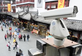 Zhong Yang/picture-alliance/dpa Cameras monitor what goes on in public places. Here in Shanghai.
