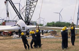 Pioneers: building a wind park in Tamil Nadu in 2002.
