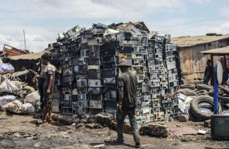Elektro-Müll auf einem Schrottplatz in Ghana, 2019.