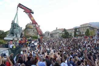 The statue of colonialist Cecil Rhodes was removed from the University of Cape Town in April 2015.