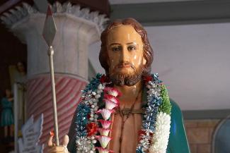 Statue of St. Thomas  who is said to have brought the Christian faith to Kerala in 52 AD.