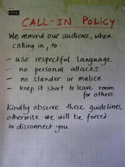 Guideline for callers of community radio in Nakuru, Kenya.