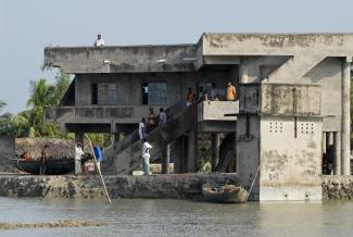 Rural cyclone shelter in Bangladesh.