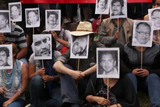 Journalisten protestieren gegen die Ermordung von Kollegen in Mexiko City.