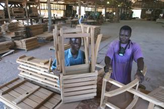 Giling/Lineair Aid for trade is meant to diversify a country’s export industry. Garden furniture produced for export in Ghana.