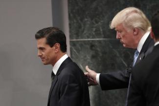 Donald Trump visiting Mexican President Enrique Peña Nieto in summer 2016.