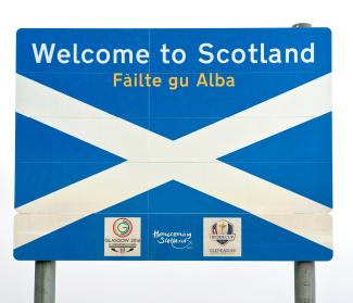 Inner-UK border between England and Scotland as it is marked today.