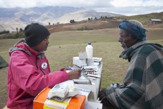 Medical consultation in Ethiopian highlands.