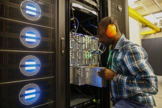 The fastest computer in Africa in 2016 at the Centre for High Performance Computing (CHPC) in Cape Town, South Africa.