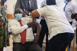 South African President Cyril Ramaphosa got his shot on 17 February.