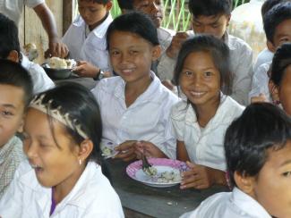 The school day begins with a shared meal.