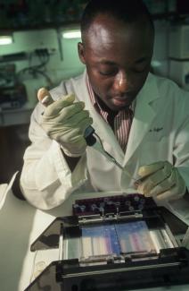 Research depends on appropriate infrastructure: medical lab in Cote d'Ivoire.