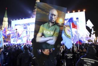 Supporters of Russian President Vladimir Putin before re-election in March – he was the only viable candidate.