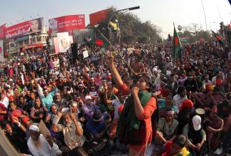 Demonstration auf dem Shahbagh-Platz im Februar.
