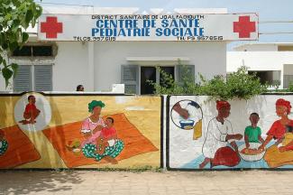 Basic social security includes general preventive health care: a health centre for children in Senegal.