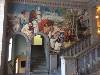 Recently restored wall painting in the WTO headquarters in Geneva. The building originally belonged to the ILO.