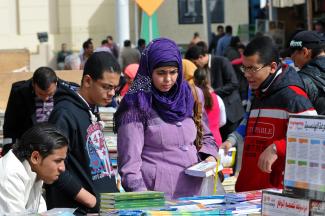 Classical Arabic is mostly written, but rarely spoken – book fair in Cairo.