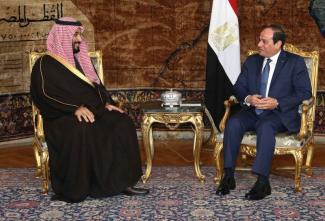 Egypt’s President Abdel Fattah al-Sisi (right) at a meeting with Mohammad bin Salman, Saudi deputy crown prince and defence minister.
