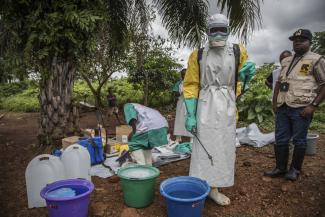 IRC staff at an Ebola treatment centre in the eastern DRC.