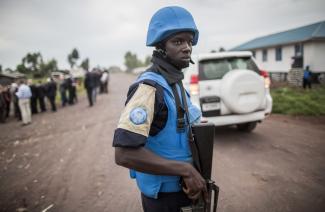 Senegalesischer Blauhelm-Soldat in der DR Kongo.
